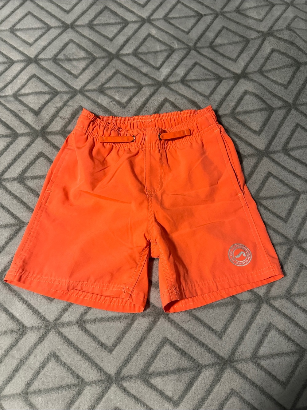 Surf Style Neon Orange Kids Swim Trunks